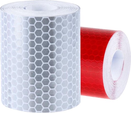 Reflektierendes Klebeband Klasse 1 Selbstklebend 2 Rollen (weiß + Rot) 5 Cm Breit 300 Cm Lang/rolle