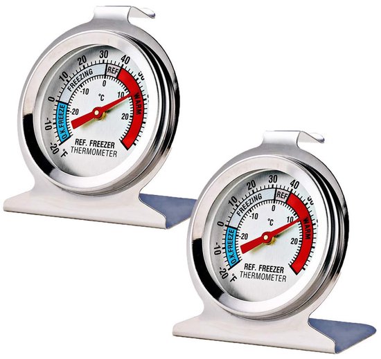 Elkuaie Kühlschrankthermometer Gefrierschrank Temperaturanzeige Mechanisch 2 Stück Weiß