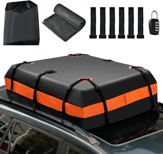 Dachbox 450 L Dachbox Für Autos, Wasserdichte Dachbox Mit Zahlenschloss, 6 Türhaken, Antirutschmatte Und Tragetasche, Faltbare Gepäckbox Fahrzeug