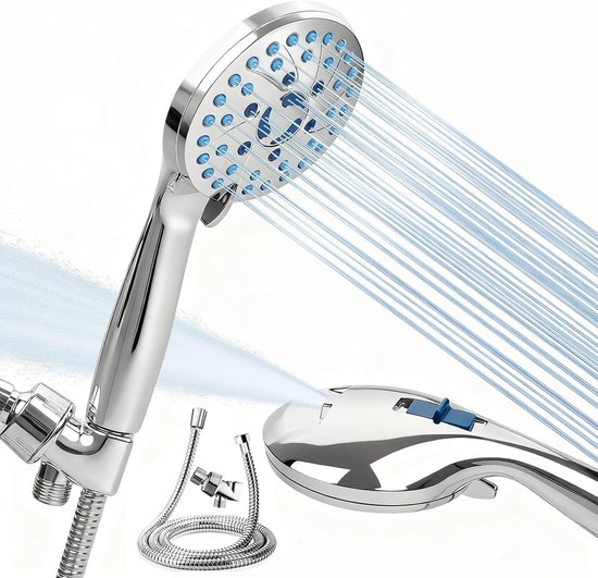 Hochdruck Duschkopf 6 Strahlarten Mit Handbrause Verstopfungsfreier Sprühkopf Integrierte Reinigungsfunktion Für Badewanne, Fliesen Und Haustiere