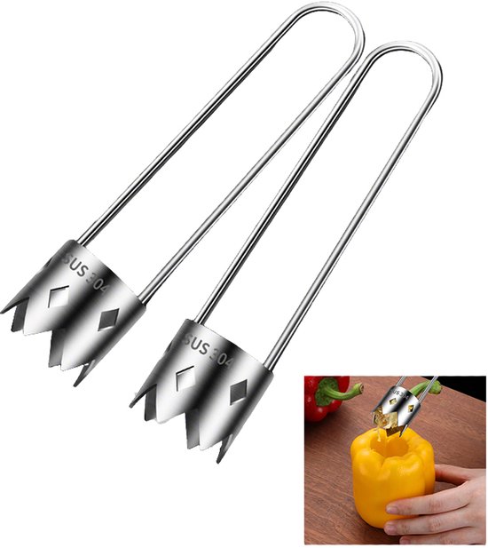 2 Teiliger Obstentkerner Aus Edelstahl Paprikaentkerner Gemüseentkerner Multifunktionaler Entkerner Küchenhelfer Für Äpfel, Birnen, Paprika, Anan