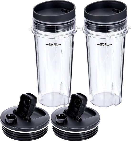 16 Oz Mixbecher Set 6 Teiliges Ersatzteilset. Kompatibel Mit Ninja Einzelportionsbechern Mit Deckel Und Dichtungsdeckel. Kompatibel Mit Der Nutri