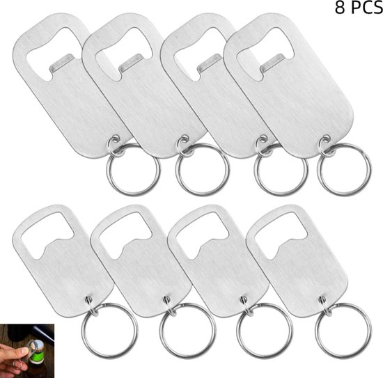 8 Teiliger Flaschenöffner Schlüsselanhänger Aus Edelstahl Flacher Edelstahlöffner Für Bierflaschen Und Getränkedosen Für Barkeeper, Küche, Bar, R