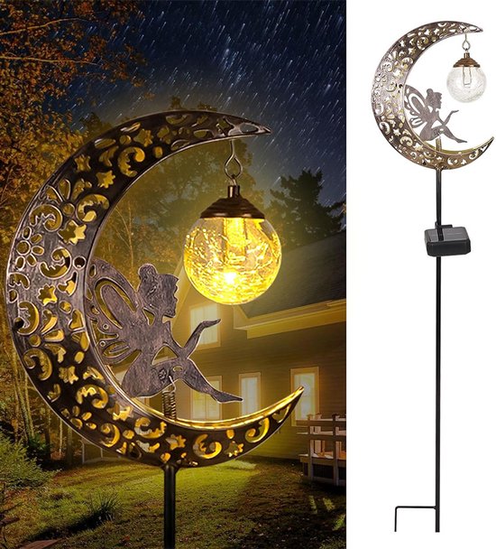 Solarbetriebene Gartenbeleuchtung Mondlampe Mit Erdspieß Solarbetriebene Led Gartenbeleuchtung Mit Sensor Gartenlaterne Gartenfackel, 84 Cm Hoch