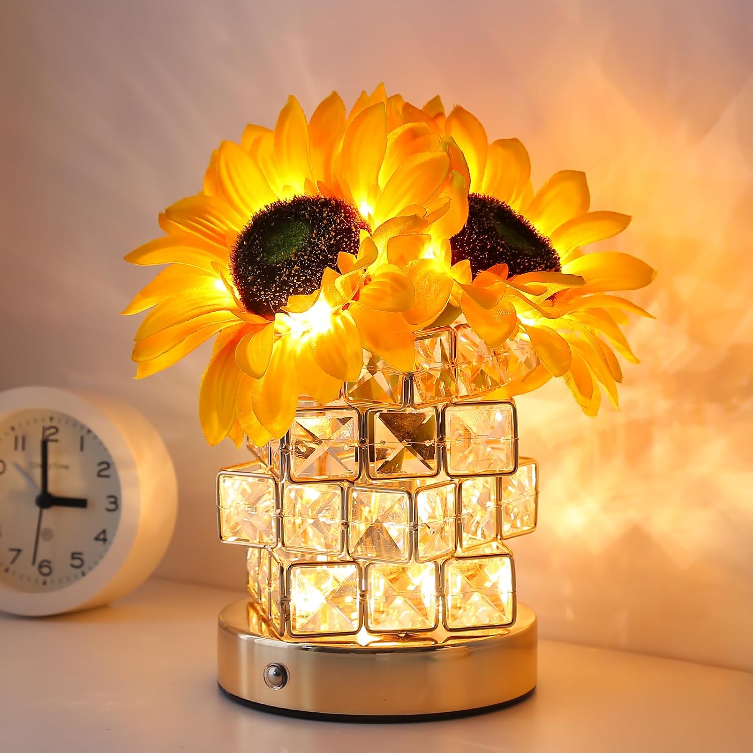 Sonnenblumen-tischleuchte – Wiederaufladbar, Kabellos, Mit Touch-funktion – Dreifarbiges Nachtlicht Mit Stufenloser Dimmfunktion – Festliche Tischleuchte Für Restaurant, Schlafzimmer Und Bar