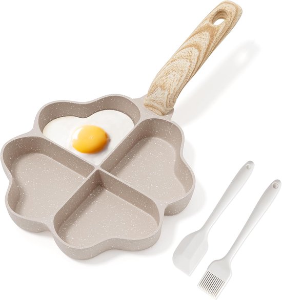 Herzförmige Eierpfanne Mit 4 Fächern, Granit Antihaftbeschichtung, Kleiner Topf, Induktionsgeeignet, Kreative Und Niedliche Omelettpfanne, Gesund