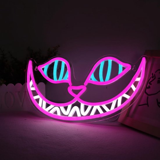 Neonreklame Neon Wanddekoration Lächelnde Katze (led Licht, Dimmbar) Schlafzimmer Exklusive Männerparty Bar Hintergrunddekoration Geburtstagsgesc