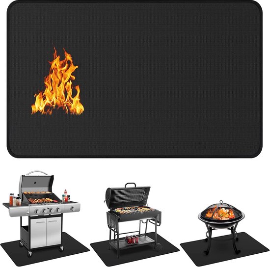Feuerfeste Grillmatte 60 X 40 Zoll Doppelseitig Schützt Terrasse Und Boden Vor Feuer, Fettflecken Und Feuchtigkeit Für Grill, Feuerstelle Und Kam