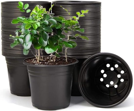50 Stück 15 Cm Kunststoff Blumentöpfe, Leichte Anzuchttöpfe, Pflanztöpfe Für Baumschulen, Blumentöpfe (15 X 13 Cm, Schwarz)