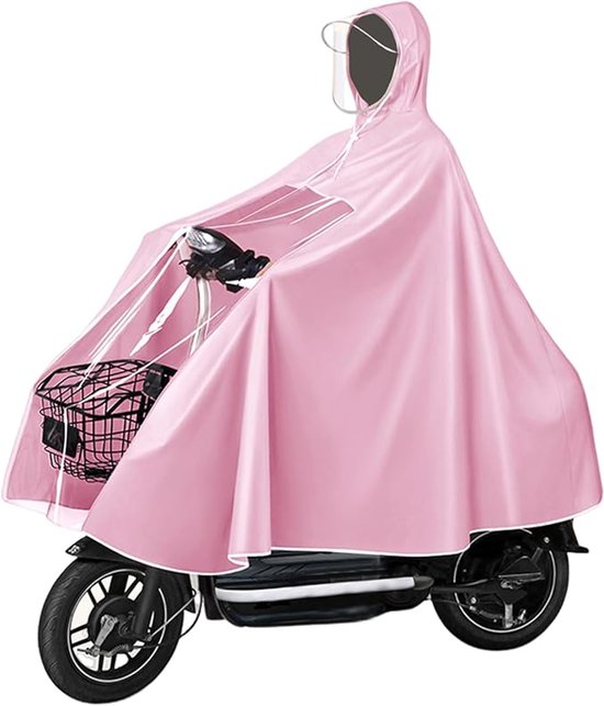 Wasserdichter Fahrradponcho, Winddichter Fahrradregenmantel, Fahrradregenjacke Mit Kapuze, Für Fahrräder, Mountainbikes, E Bikes (pink)