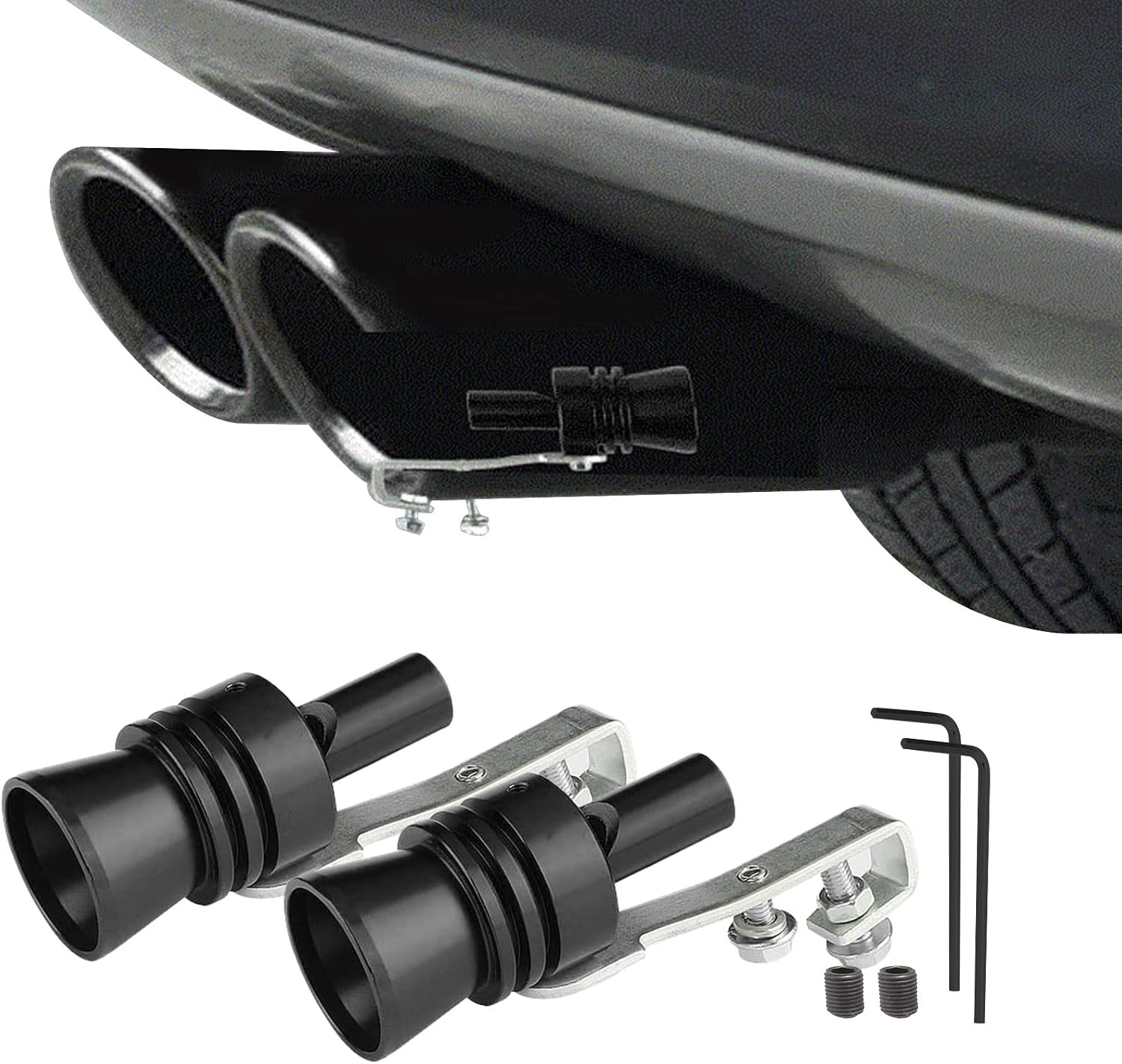 2 Stück Auto-turbopfeife – Aluminiumlegierung – Universalgröße Xl – Schwarz – Turbo-soundsimulator Für Auspuffrohr