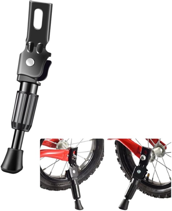 Fahrradständer – 16-zoll-fahrradständer – Verbesserter, Federbelasteter Kinderfahrradständer Für 16-zoll-kinderfahrräder – Schwarz – 9,95 X 1,25 Cm