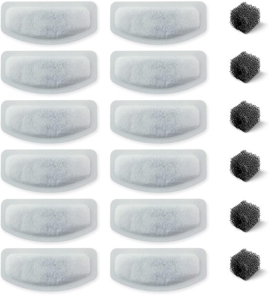Ersatzwasserfilter Und 6 Ersatzfilterschwämme, Kompatibel Mit 2 Liter Trinkbrunnen Aus Edelstahl Für Haustiere, 12er Packung