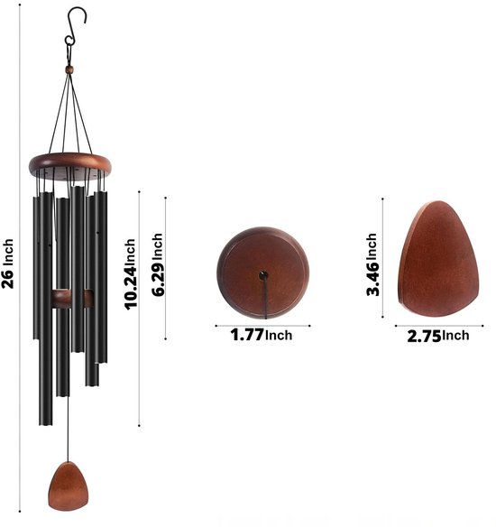 Aluminium Windspiel 66 Cm Schwarz