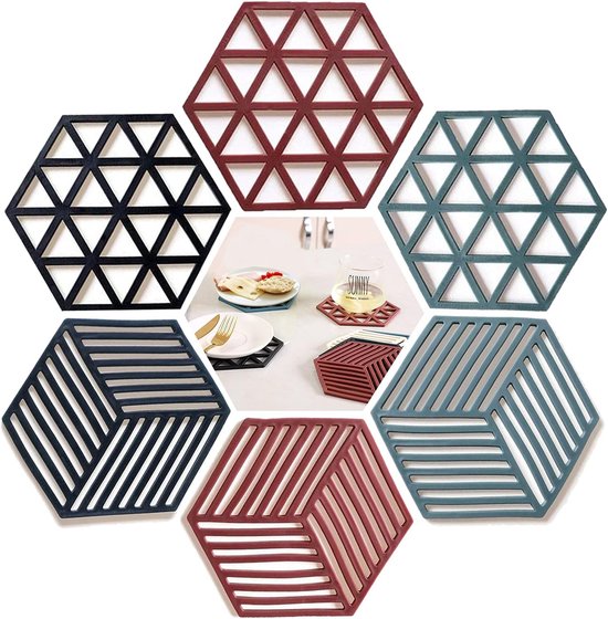 Silikon Tischsets 6er Set Rutschfeste Topflappen, Untersetzer Für Küchentische, Topfuntersetzer, Löffelhalter Kochen Und Essen