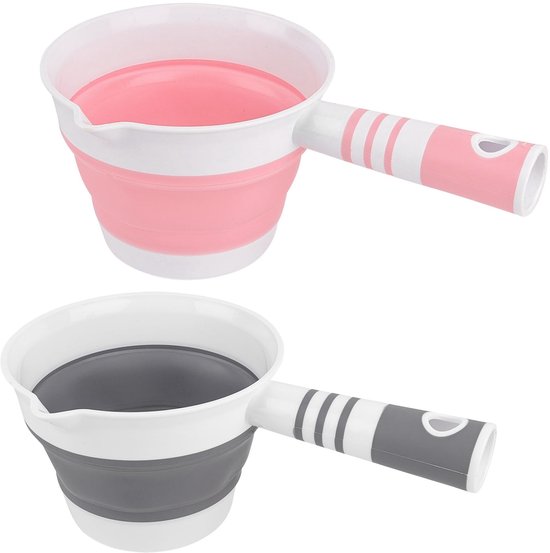 Multifunktionaler Spatel Faltbare Wasserkelle, Klapplöffel, Küchenlöffel, Für Den Einsatz Im Badezimmer (schwarz Und Rosa)