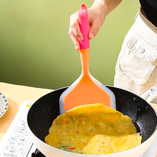 10 Zoll Silikonspatel, Für Antihaftbeschichtete Pfannen, Flach Und Breit, Vielseitiger Küchenspatel, Hitzebeständig, Für Eier, Tamales Und Pizza