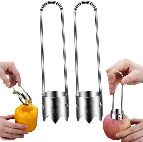 2 Teilig Obstentkerner Aus Edelstahl Paprikaentkerner Kernbohrer Obstlöffel Multifunktionaler Obst Und Gemüseentkerner Rostfrei Robust Und Langle