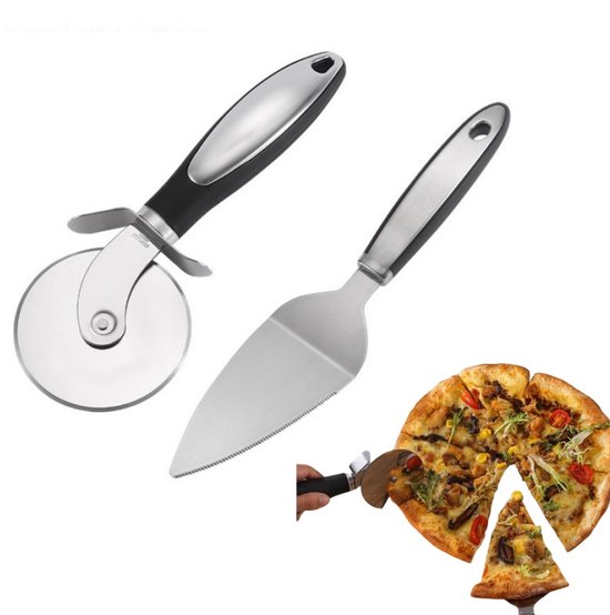 2 Teiliges Set Pizzaschneider Und Kuchenschieber Pizzaschneider Aus Edelstahl Pizzaschieber Rutschfester Griff Leicht Zu Schneiden Und Zu Reinige