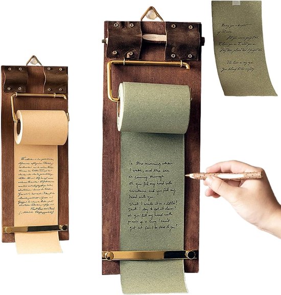 Mappe Mit Haftnotizen 1 Stück, Vintage Klemmbrett Hängende Memotafel Nachfüllbar Kraftpapierrolle Mit Cutter, Für Büros, Küchen Und Esszimmer (gr