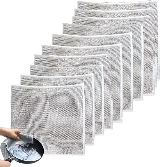 10 Stück Geschirrtücher Aus Stahldraht 20 × 20 Cm Haushaltstücher Spültücher Reinigungstücher Küchentücher Waschbare Haushaltsreinigungstücher