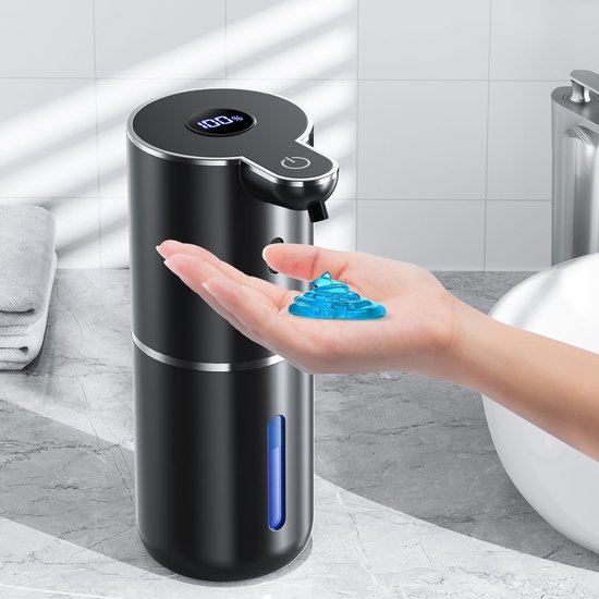 Automatischer Seifenspender Gelseife Schwarz, 380 Ml Kontaktlose Infrarot Betätigung 6 Dosen & 1200 Mah Wand Und Tischmontage Wasserdicht (ipx5)