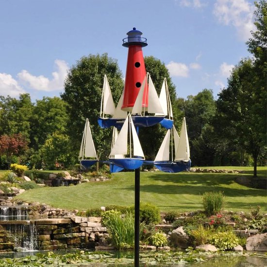 Windspiel Windturm Windfänger Gartendekoration Segelförmige Windmühle Für Den Außenbereich, Gartenschaukel Im Einzigartigen Stil, Metall Gartende