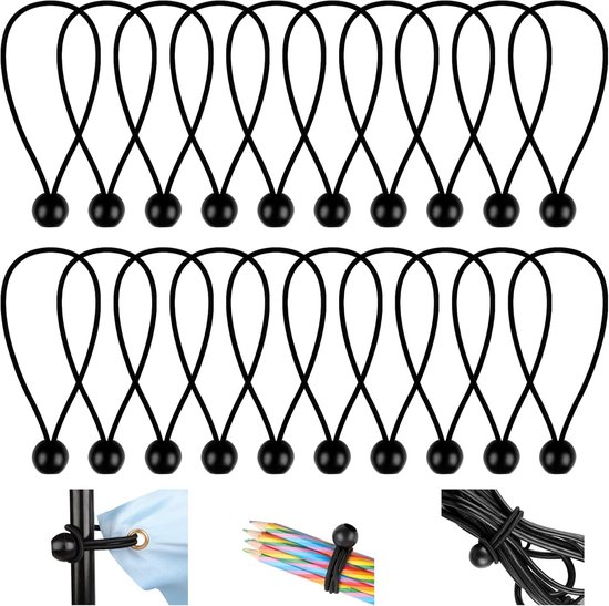 20 Elastische Kordeln 150 Mm Schwarz