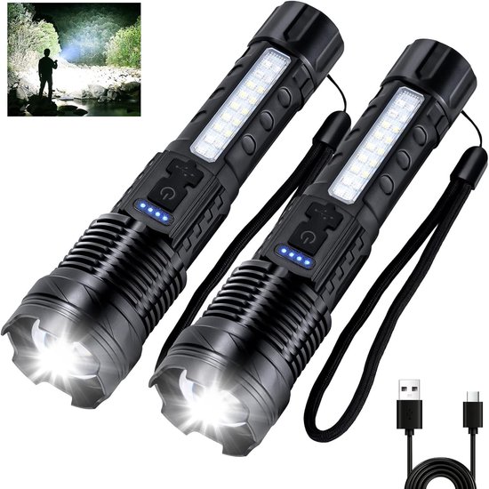 Wiederaufladbare Led Taschenlampe 10000 Lumen 2er Pack Usb C