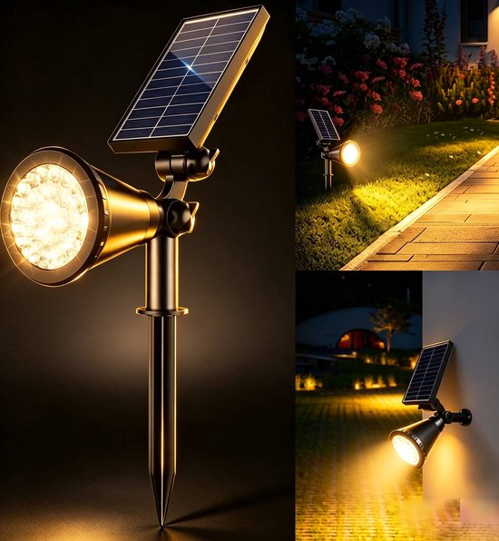 1 2 In 1 Solar Gartenstrahler Mit 36 Leds Und Dimmfunktion, Wasserfest Für Den Außenbereich, Mit Stimmungsvollem Warmen Licht Zur Landschaftsbele