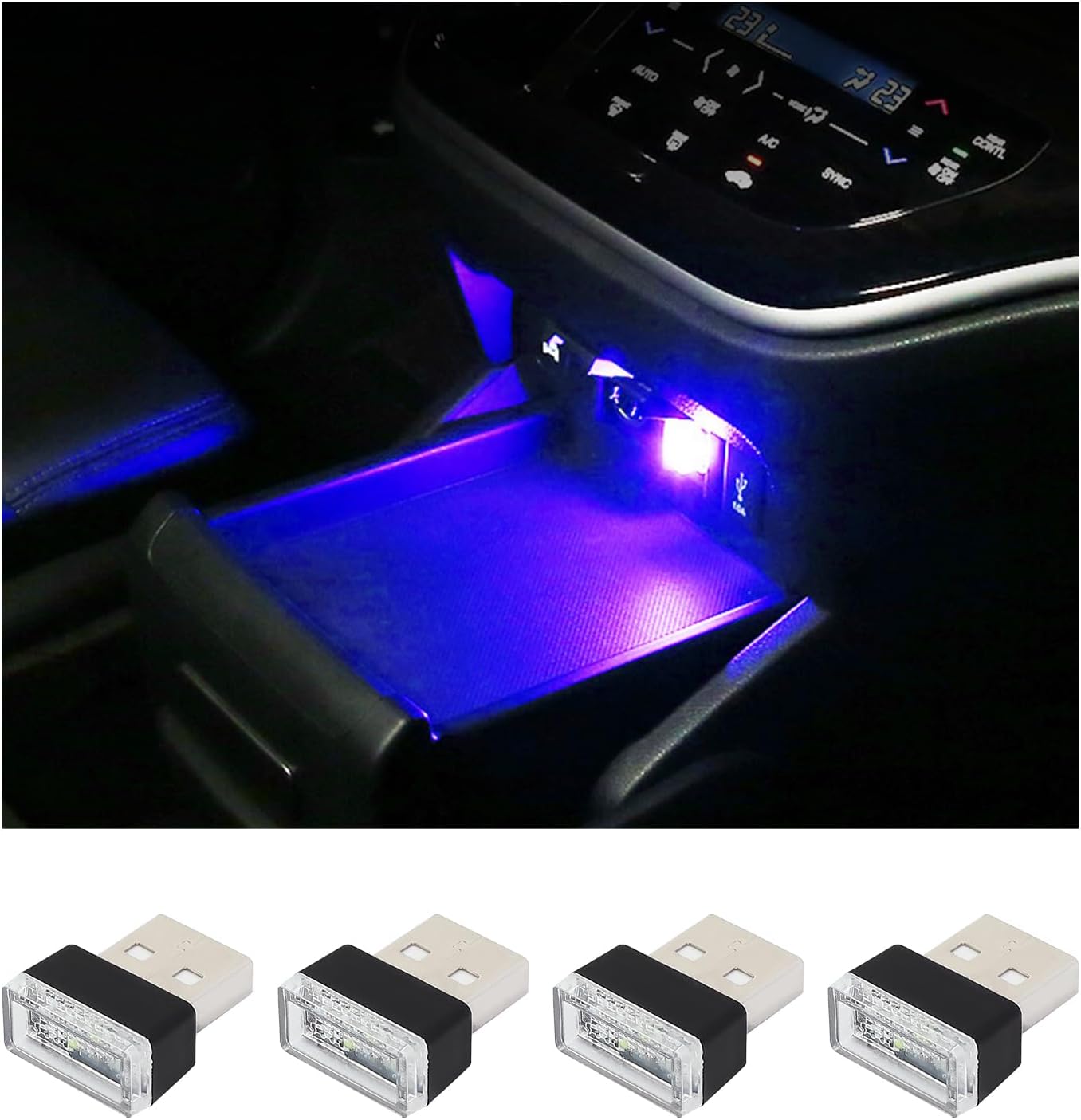 4er-pack Usb-ambientebeleuchtung Fürs Auto – Plug & Play Led-nachtlichter Für Den Innenraum – Universell Für Jedes Fahrzeug Geeignet – Rot + Blau