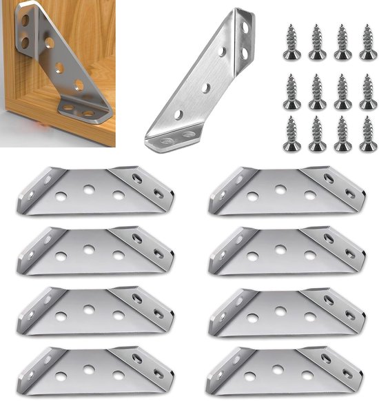 Universelle Edelstahl Regalwinkel (8 Stück) Mit Schrauben Für Eckwinkel Aus Holz Für Regale, Stühle, Schubladen Und Schränke