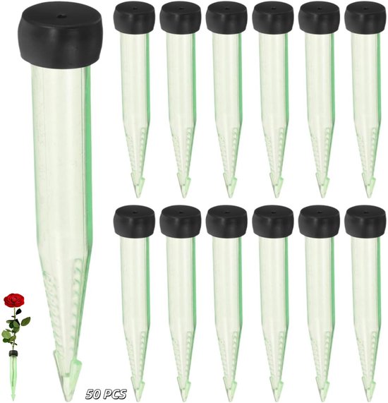 50 Stück Blumenwasserröhrchen Rosenwasserröhrchen Für Blumenarrangements, Wasserröhrchen Für Schnittblumen Mit Gummikappen Grün 10,5 Cm