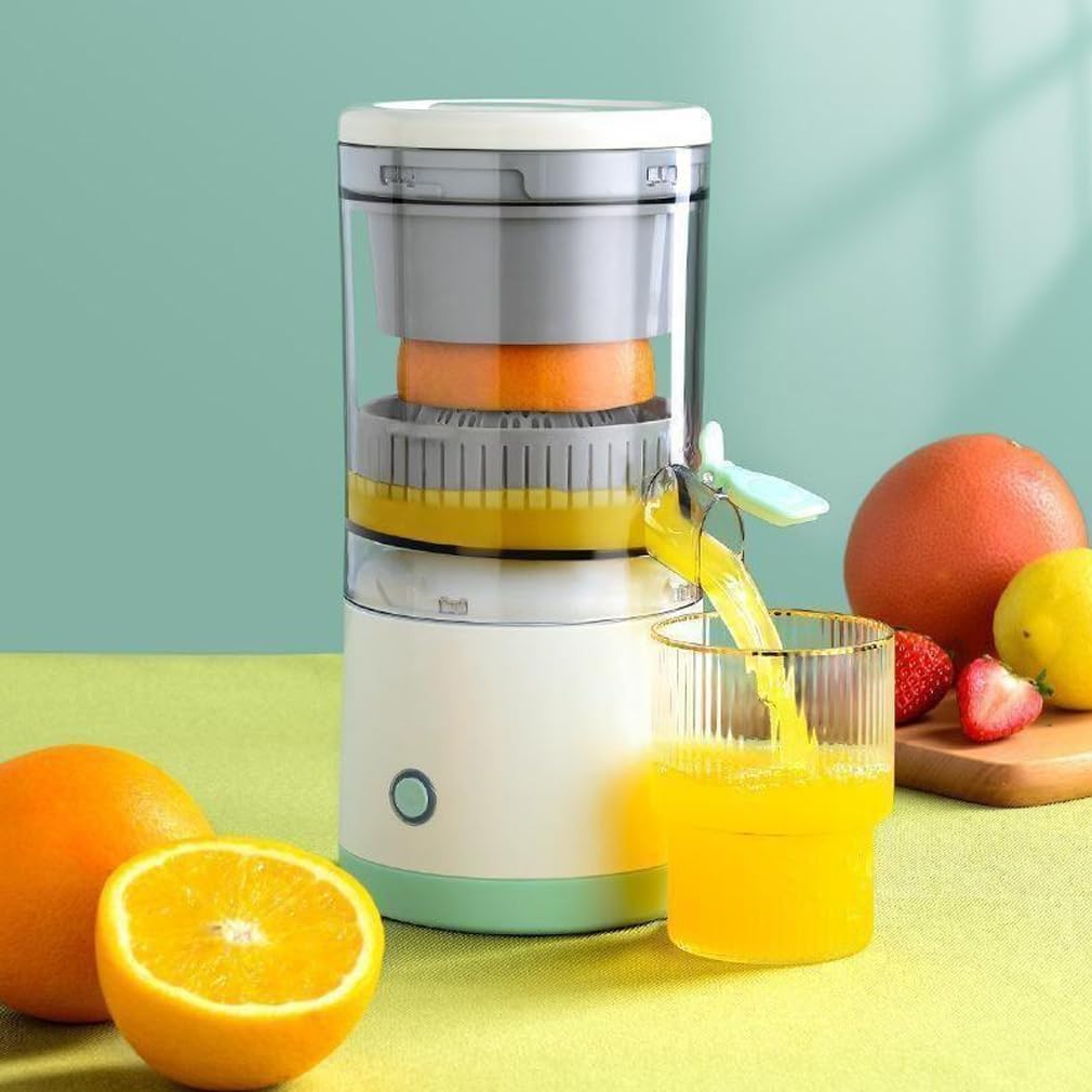 Wiederaufladbarer, Tragbarer Elektrischer Zitrusentsafter (grün) – Usb-ladefunktion + Reinigungsbürste – Orangensaftbereiter / Fruchtentsafter / Küchengerät