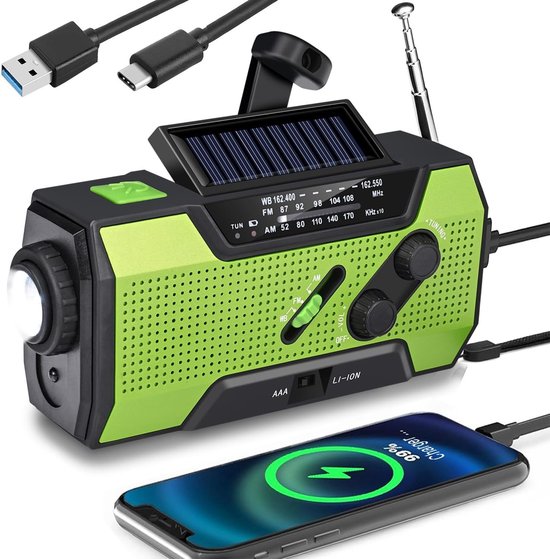 Notradio Solarbetriebenes Notradio Mit Kurbelantrieb Radio Notradio Set Tragbares Radio Wiederaufladbares Radio 2000 Mah Grün