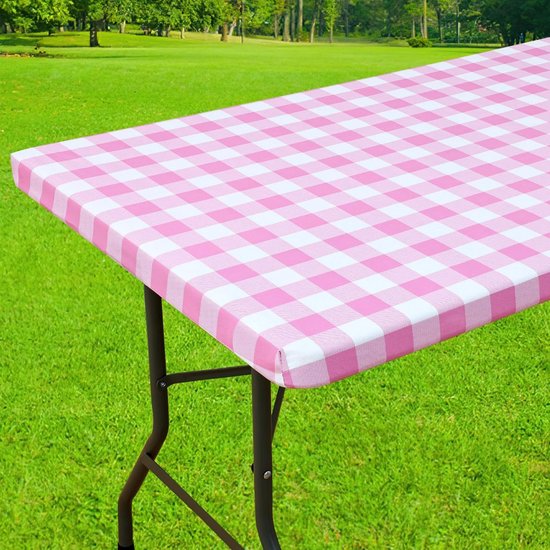 Rechteckige Picknicktischdecke, Elastische, Wasserdichte, Laminierte Vinyltischdecke, Karierte Tischdecke, Für Essen, Camping Und Den Außenbereic