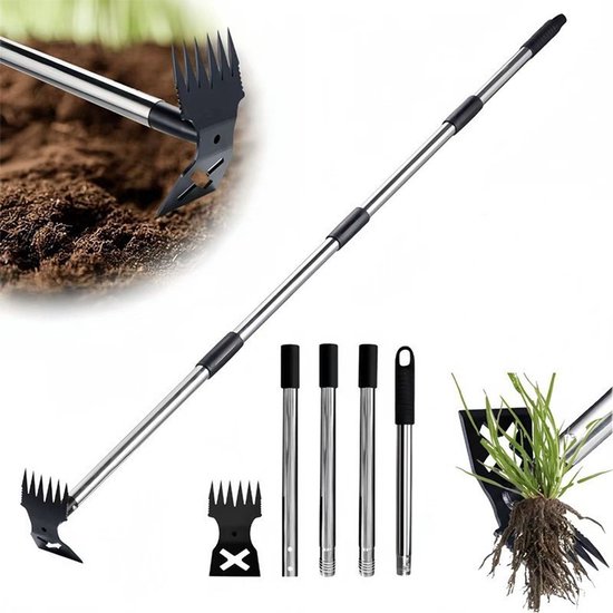 Langstieliger Unkrautstecher 152 Cm Langer Manueller Unkrautstecher, 2 In 1 Handkurbel Unkrautrechen Und Gartenhacke Für Die Gartenarbeit, Robust