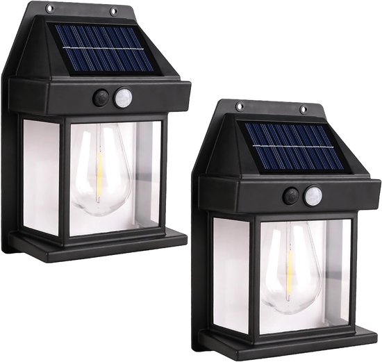 Solar Außenwandleuchte [2er Pack] Dämmerungs Bis Morgengrauen Solar Sportlampe Für Den Außenbereich, Wasserdicht, 3 Beleuchtungsmodi, Wandleuchte