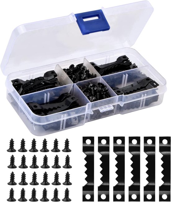 Allecto Plus 100 Teiliges Set Mit Zackenaufhängern Und Schrauben Für Bilderrahmen Und Dekoration Zum Aufhängen Von Fotos, Uhren Und Gemälden Prak