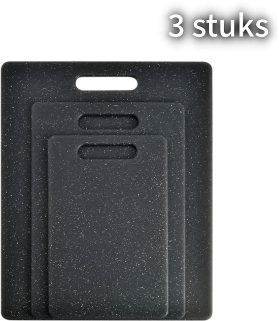 3 Teiliges Schneidebrett Set Marmoroptik Doppelseitig Und Multifunktional Robust Und Langlebig Schwarz