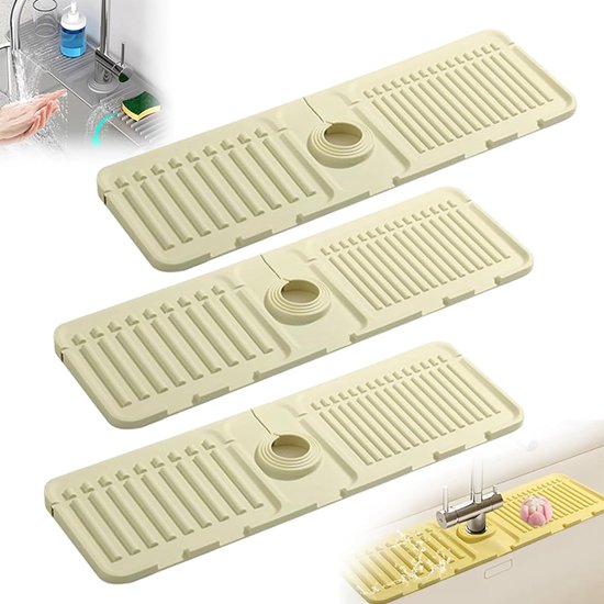 Küchenarmaturmatte Küchenarmaturenschutz (2025) Küchenarmaturenschutz Silikon Ablaufmatte Schnelltrocknendes Steinwaschbecken (beige)