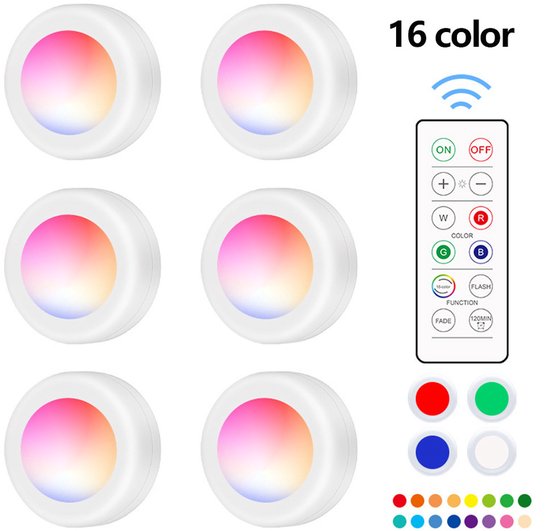 Runde Led Leuchten 16 Farben Kabellos 6er Set