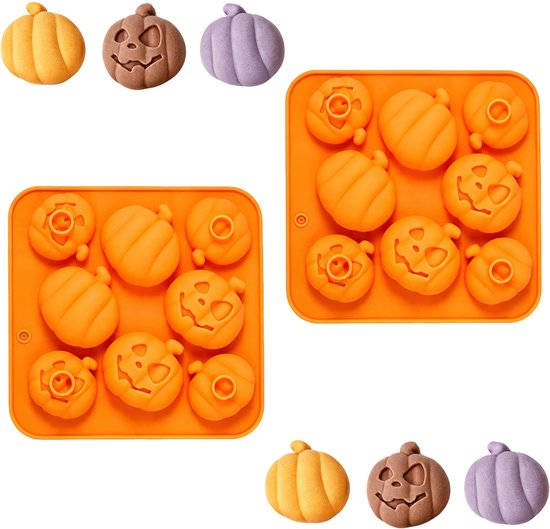 2 Teilige Kürbis Schokoladenform Halloween Silikonform Silikonform Mousseform Kuchenform Form 15 Mulden 20 X 10,5 X 1,6 Cm Für Bonbons, Gummibärc