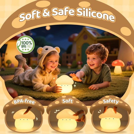 Pilzlampe Timer Nachtlicht In Pilzform Für Kinder Dimmbares Und Einfach Zu Bedienendes, Niedliches Licht Weiches Silikon Nachtlicht Wiederaufladb