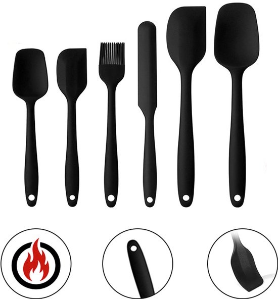 6 Teiliges Silikonspatel Set Silikonspatel Küchenhelfer Aufhängbar Hitzebeständig Enthält Spatel, Schaber Und Pinsel Für Beschichtete Pfannen, Zu