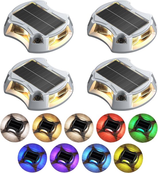 4er Pack Solar Einfahrt Und Stegleuchten 9 Farben Ip68 Wasserdicht Für Wege, Einfahrten, Stege Und Treppen Im Außenbereich