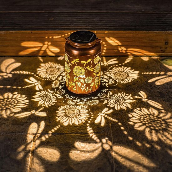 Sonnenblumen Und Libellen Solarlaternen Aus Metall Wasserdicht Und Zum Aufhängen Gartendekoration Für Terrasse Und Balkon