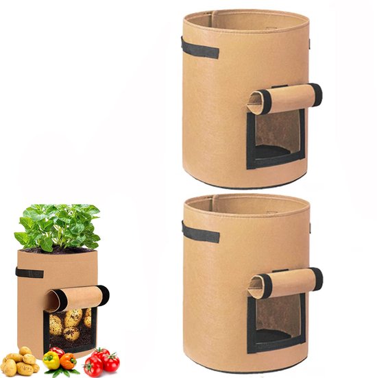 2 Teilige Kartoffelpflanzsäcke Pflanzsäcke Für Den Gartenbau Verdickte, Atmungsaktive Pflanzsäcke Anzuchtsäcke Pflanzsäcke 5 Gallonen 25 X 30 Cm