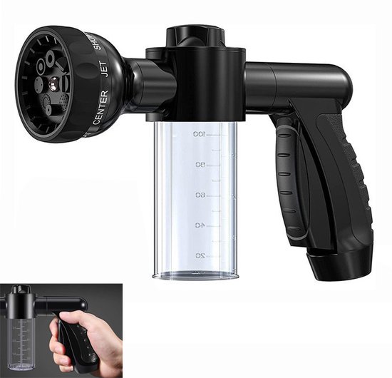 Gartenschlauch Sprinkler Duschpistole Mit Softgrip Wasserpistole Mit Seifenspender Drehdüse 8 Sprühstufen Entfernt Flecken Zum Autowaschen, Dusch