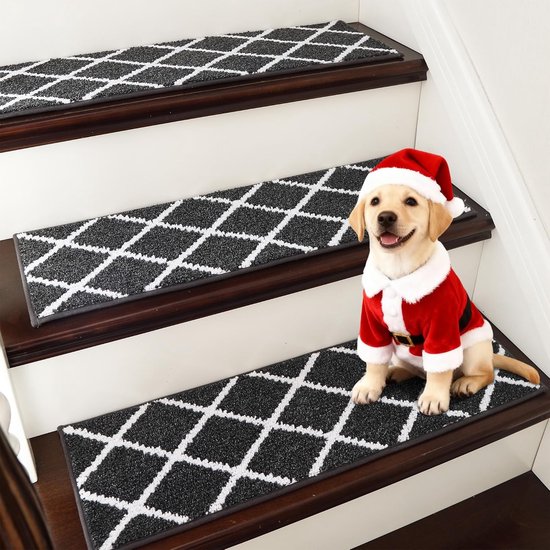 Vierteiliges Set Rutschfester Treppenmatten, 76 X 22 Cm, Maschinenwaschbar, 100 % Polyester, Selbstklebende Tpe Rückseite, Für Kinder, Ältere Men